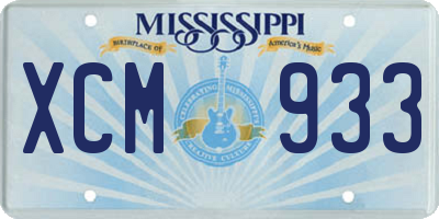 MS license plate XCM933