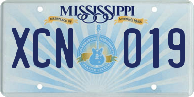 MS license plate XCN019