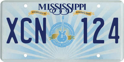 MS license plate XCN124