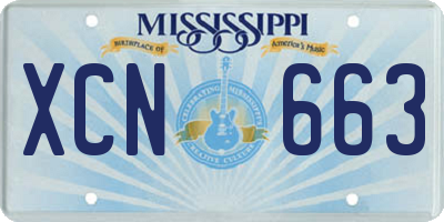 MS license plate XCN663