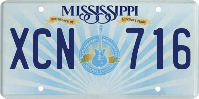MS license plate XCN716
