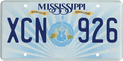 MS license plate XCN926