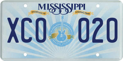 MS license plate XCO020