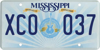 MS license plate XCO037