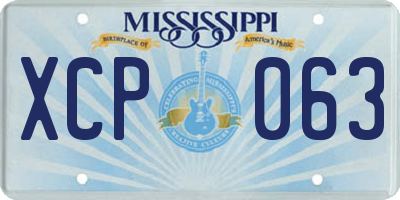 MS license plate XCP063