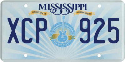 MS license plate XCP925