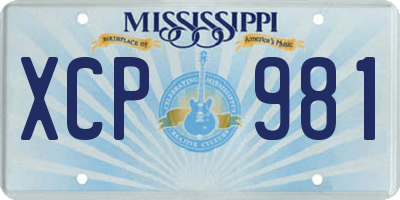 MS license plate XCP981