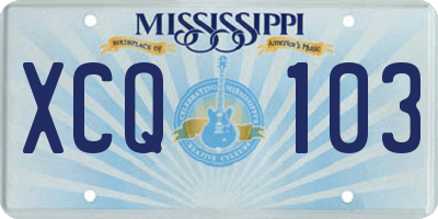 MS license plate XCQ103