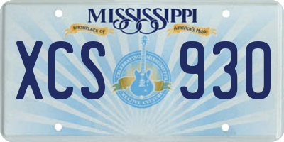MS license plate XCS930