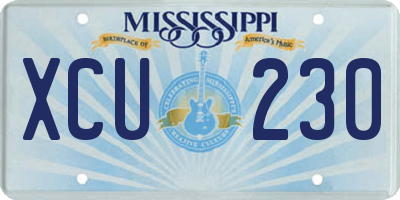 MS license plate XCU230