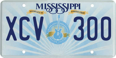 MS license plate XCV300