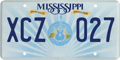 MS license plate XCZ027