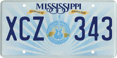 MS license plate XCZ343