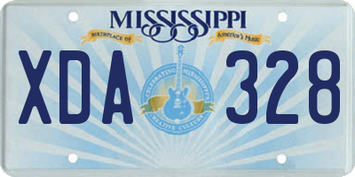 MS license plate XDA328