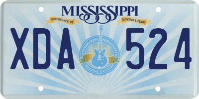 MS license plate XDA524