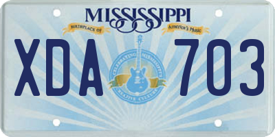 MS license plate XDA703