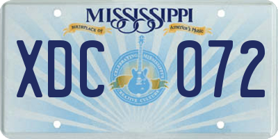 MS license plate XDC072