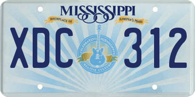 MS license plate XDC312