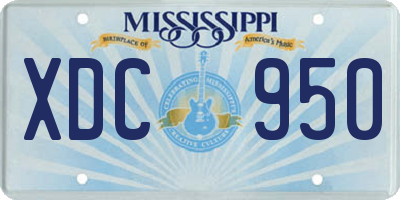 MS license plate XDC950
