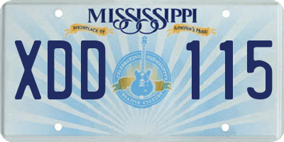 MS license plate XDD115