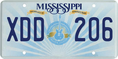 MS license plate XDD206