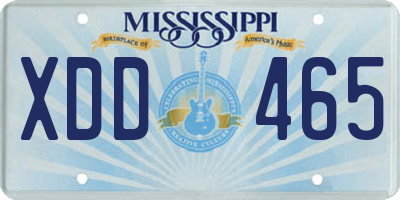 MS license plate XDD465