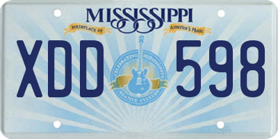 MS license plate XDD598