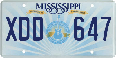 MS license plate XDD647