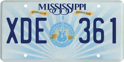 MS license plate XDE361
