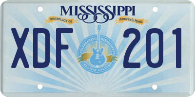MS license plate XDF201
