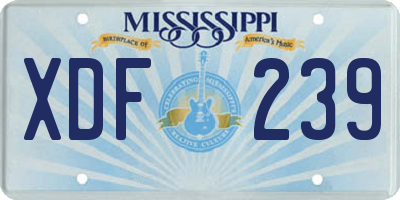 MS license plate XDF239