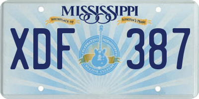 MS license plate XDF387