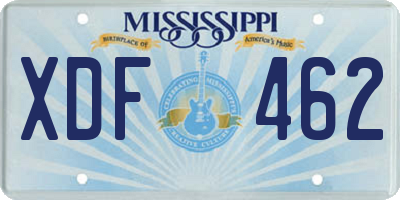 MS license plate XDF462