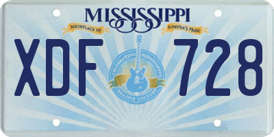 MS license plate XDF728