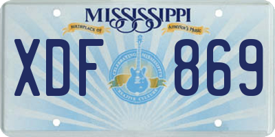 MS license plate XDF869
