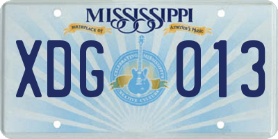 MS license plate XDG013