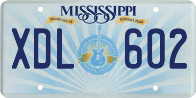 MS license plate XDL602