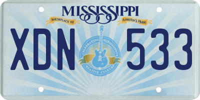 MS license plate XDN533