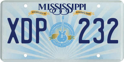 MS license plate XDP232