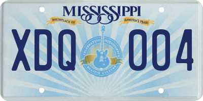 MS license plate XDQ004