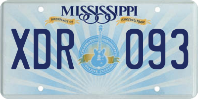 MS license plate XDR093