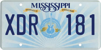 MS license plate XDR181