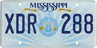 MS license plate XDR288