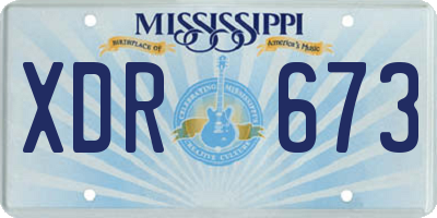 MS license plate XDR673