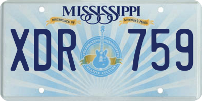 MS license plate XDR759