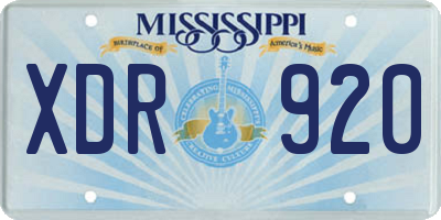 MS license plate XDR920