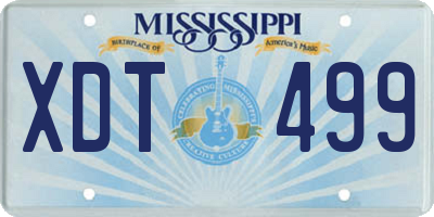 MS license plate XDT499