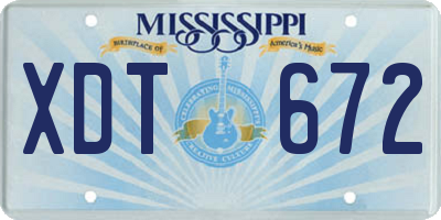 MS license plate XDT672