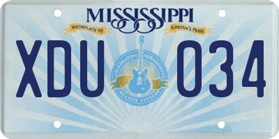MS license plate XDU034