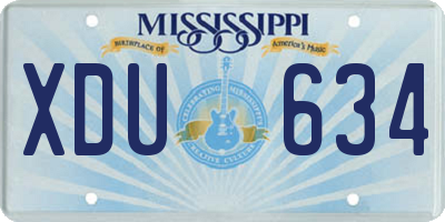 MS license plate XDU634